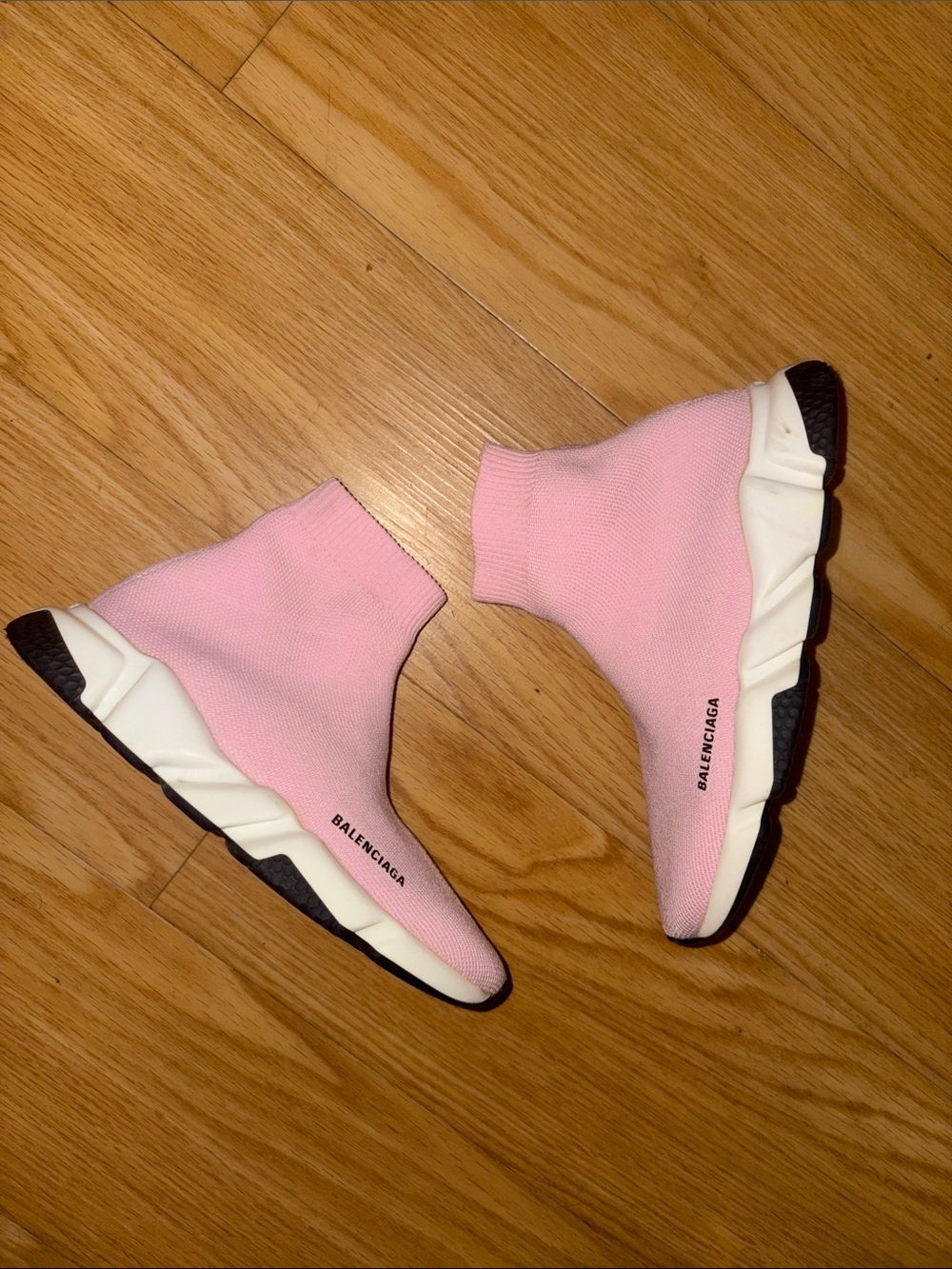 Balenciaga Pink Slip-On Sock Sneakers with White Midsole